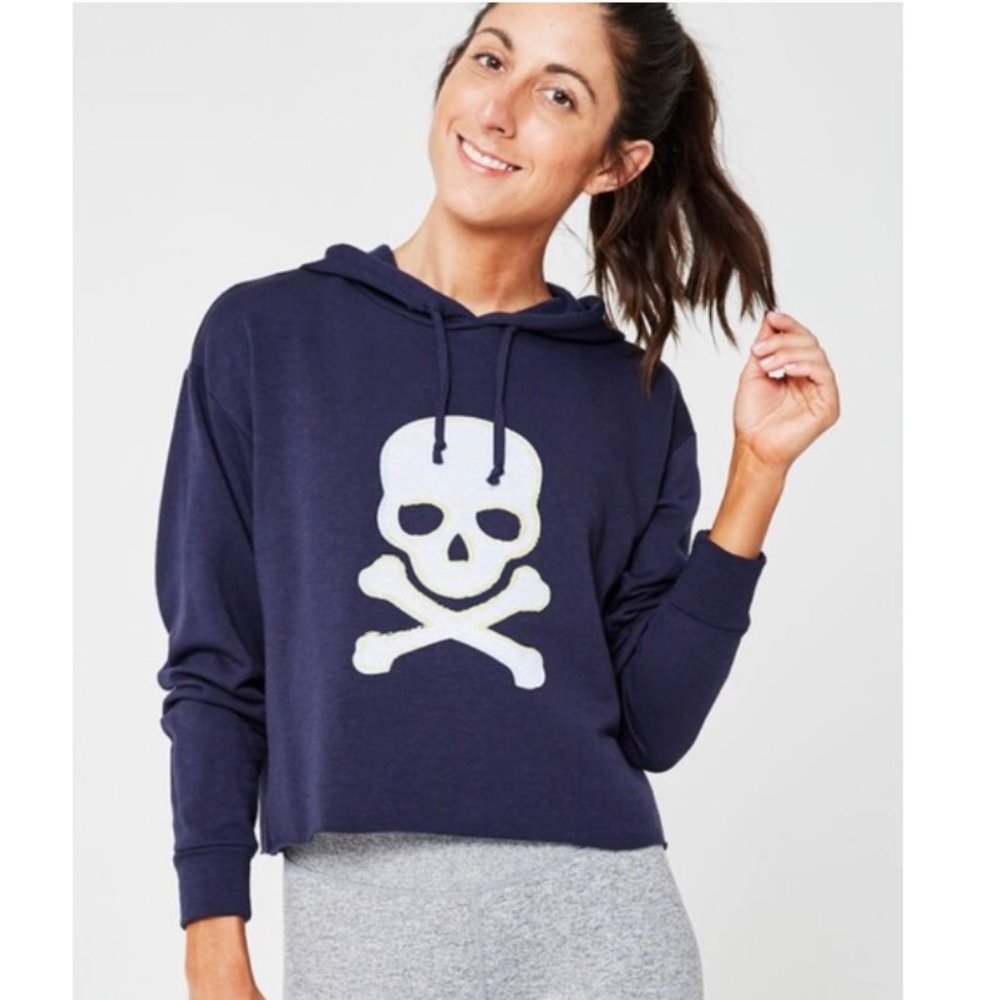SOULCYCLE Skull Crop Hoodie Navy Blue Med